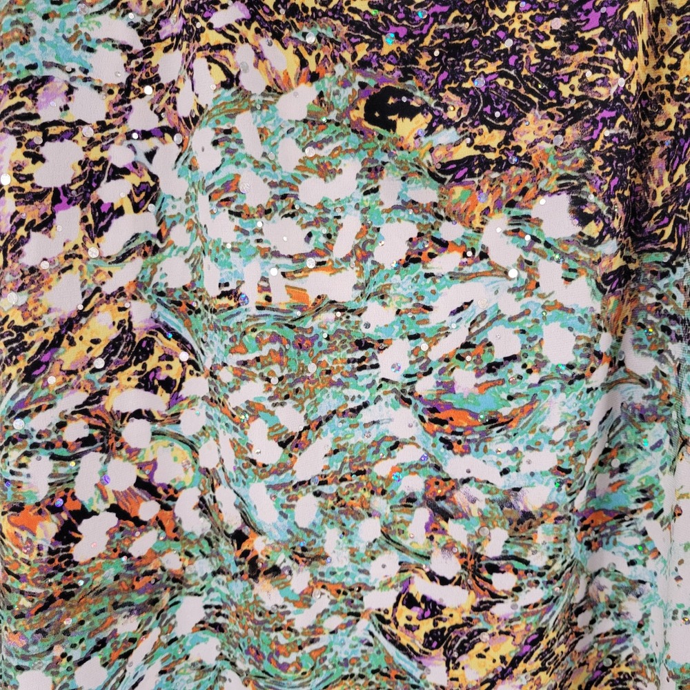 Dream Dance‎ XL Tank Dress Multicolor Abstract Sleeveless Ruffle Hem Bedazzled - Picture 5 of 10